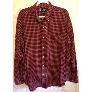 Chaps MENS XL Plaid Flannel Button Down Shirt Lightweight Red Ralph Lauren